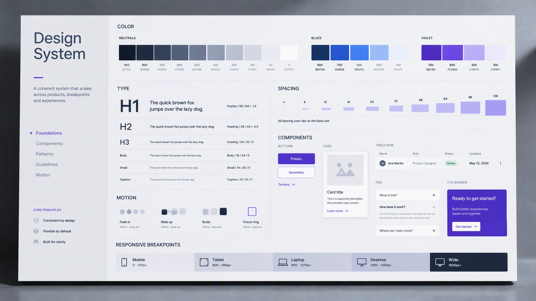MuseWork website builder with design system tokens and components